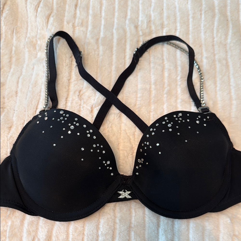 Frederick’s of Hollywood Special Edition Black Rhinestone Women's Bra- 32B